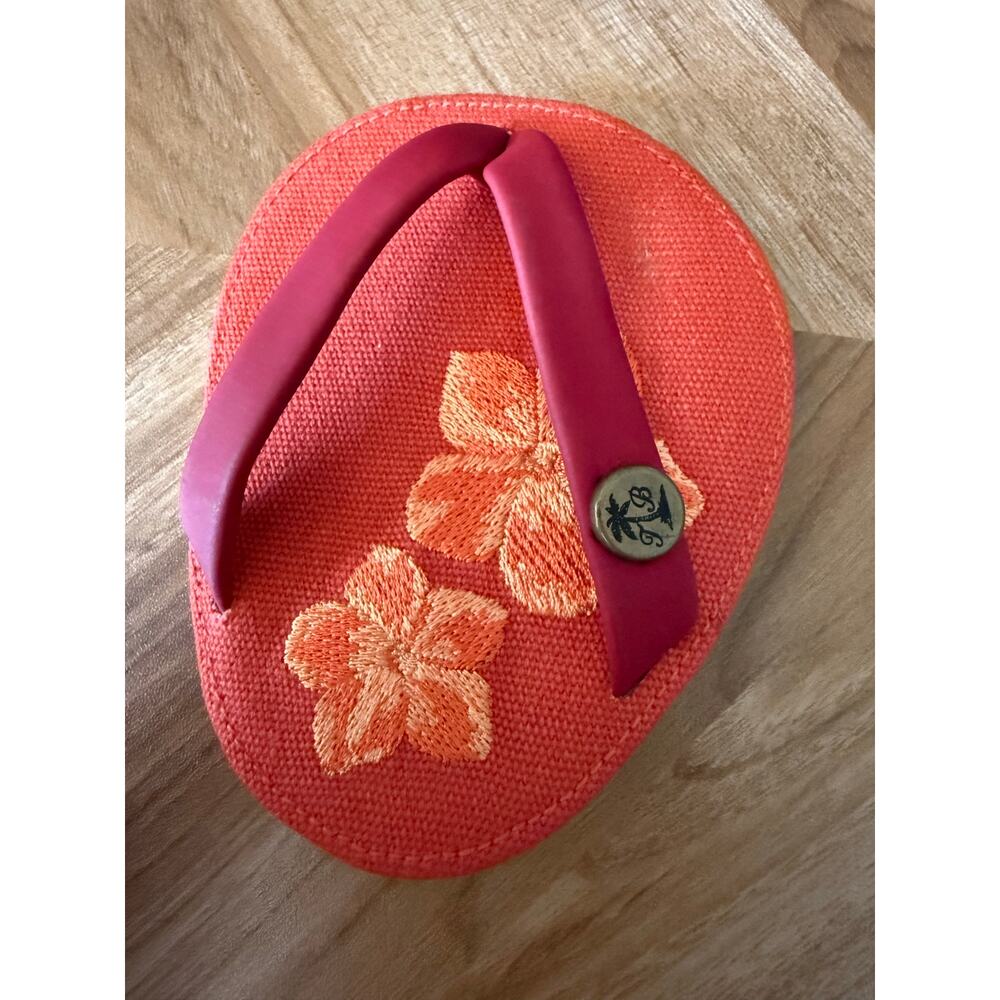 Tommy Bahama Flip Flop Stem Glass Coasters TropicalFloral Print